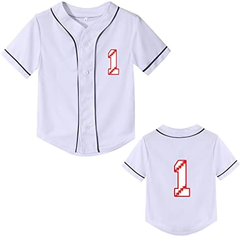 Mowbeat Baby Baseball Jersey de 1 ano de festa de festa de aniversário de manga curta camiseta 1ª criança infantil tedler