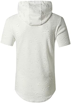 Camisetas casuais com capuz para homens, moda mass moda de manga curta raspada camiseta de verão de verão