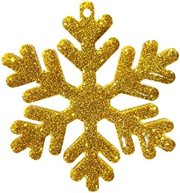 ELUNEOT 10 PCS Ornamentos de flocos de neve dourados, ornamentos de Natal brilhantes material de festa para decoração, criação,