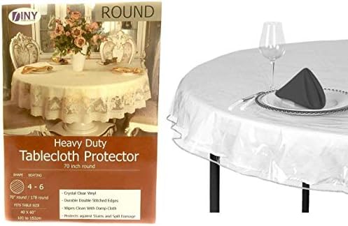 Industries confiáveis ​​inc. Essentials DeLuxe Clear plástico protetor de toalha de mesa com borda costurada 70 Round