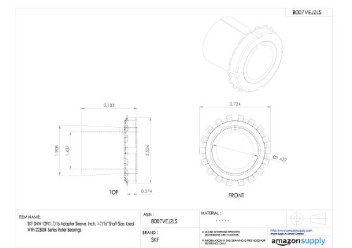 SKF SNW 109x1.7/16 Manga adaptadora, polegada, 1-7/16 Tamanho do eixo, usado com 22300k roller rolamentos da série