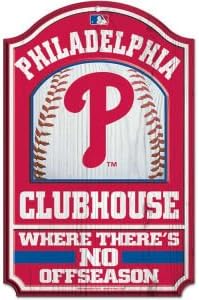 WinCraft MLB Philadelphia Phillies 28891012 Wood Sign, 11 x 17, preto