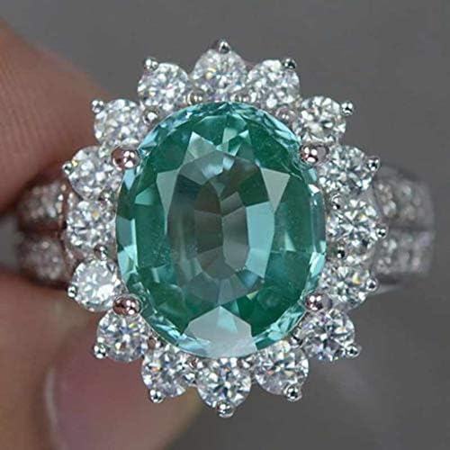Anéis para mulheres luxuosas elegantes diamantes verdes sol zircão de zircão perfurado jóias femininas bom presente para uma namorada, namorado, família