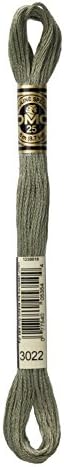 DMC 117-3022 Floco de algodão de bordado de seis fios, cinza marrom médio, 8,7 jardas