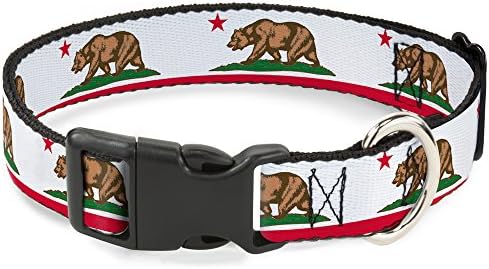 Buckle-Down Collar Breakaway California Flag White Stripe 9 a 15 polegadas 0,5 polegadas de largura