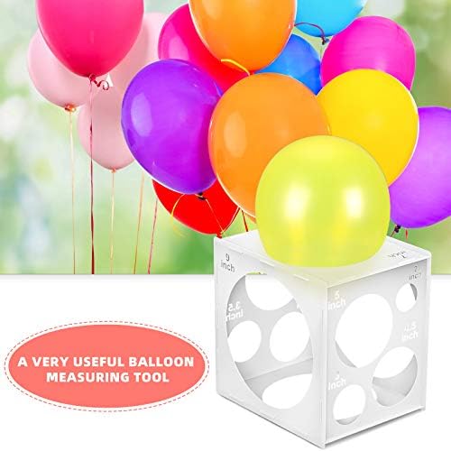 11 orifícios Cubo de caixa de balão plástico dobrável, ferramenta de medição de tamanho de balão para decorações de balão, arco de balão, colunas de balão, 2-10 polegadas