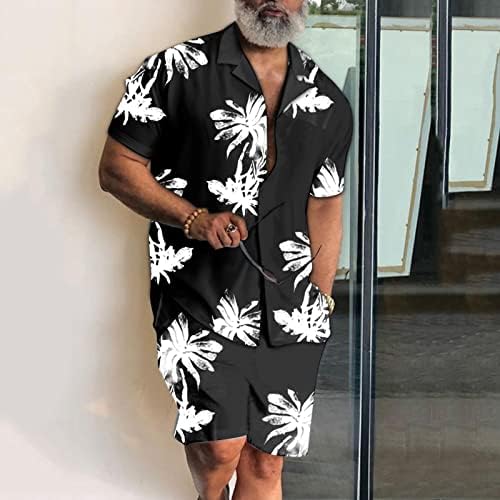 Artigo para masculino para cenas havaianas roupas casuais com estampa de flores de verão de verão camisa de manga curta e shorts