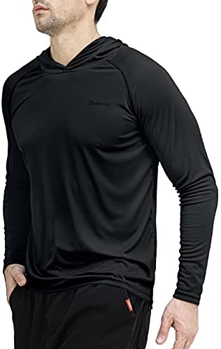 Men's UPF 50+ Sun Protection Capuz ao ar livre camiseta de manga longa para corrida, pesca, caminhada