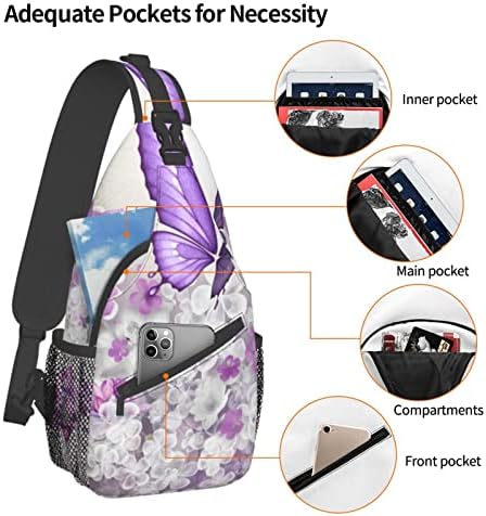 Miwoie Butterflies Flores Cruz Saco de peito na diagonal, mochila crossbody sling para viagens de caminhada