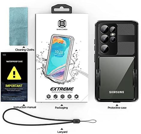 Caixa à prova d'água da AICASE para Samsung Galaxy S23 Ultra, Proférico à prova de neve, à prova de poeira e à prova de choque,