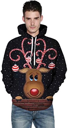 Carprinass Unissex Christmas Hoodie Sweothirts Casual Kangroo Pocket Pullover