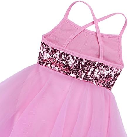 Inlzdz infantil garotas lantejoulas Criss Cross Camisole Leotard Assimetria Tutu Saias Vestido de dança lírica