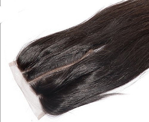 Junhair 3 Way Parte 1PC 4x4 Fechamento de renda com cabelo humano de Remy Virgin Mongol