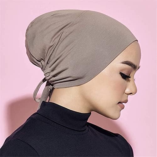 3 peças Muslim ajustável interior sob o boné de hijab com laços de volta