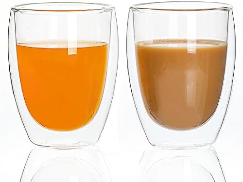 [Pacote de 4 pacote, 12 onças] xícaras de vidro, copos de café expresso de parede dupla, canecas de café isoladas, copos de bebida