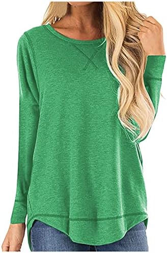 Camisas de manga comprida para mulheres Crewneck Tunic Tunic Tops solto Swallow Swallowtail Buttom Pullovers Comfort Bloups