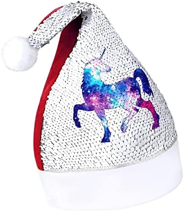 Rainbow Galaxy Unicorn lantejous chapéus de Natal Santa Xmas para adultos Fantas de festa de Natal Merry Bennie Cap Bap