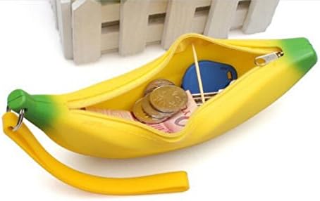 Novidade silicone portátil banana moeda lápis caixa de bolsa de bolsa de bolsa