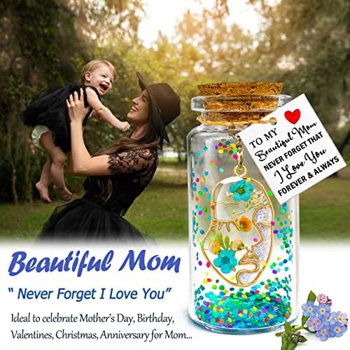 Presentes do Dia das Mães Popupony para Mãe Fil Filha Son, Melhor mãe Presentes Mensagem de flores prensada a seco Em uma garrafa,