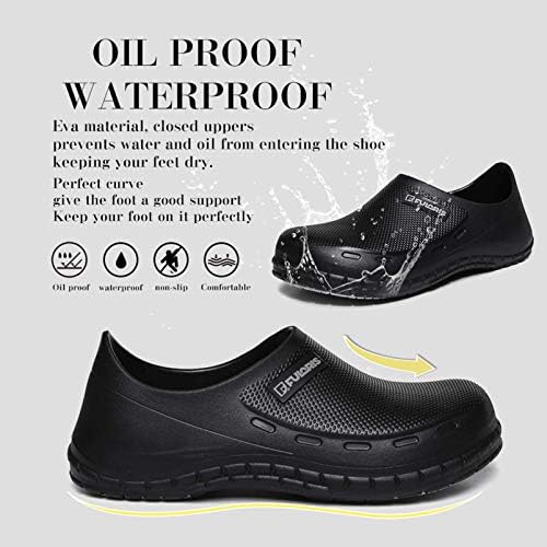 Fuloris Chef Nurse Shoes Non Slip for Men Black Shoe Resistente a água impermeável Trabalho de segurança para tripula