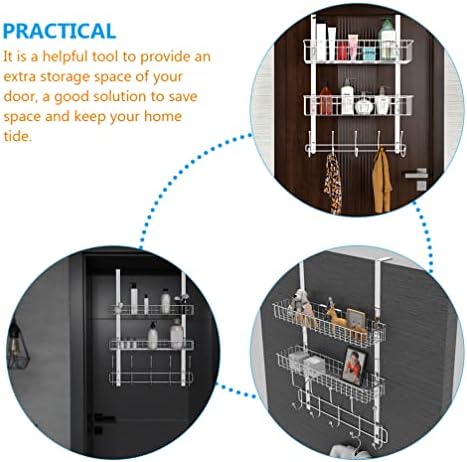 Ganchos de toalhas doiTool ganchos decorativos sobre o organizador de porta 2 cestas penduradas para organizar latas prateleiras para lavagem corporal para banheiro prateleira de armazenamento de cozinha ganchos de enfeites decorativos