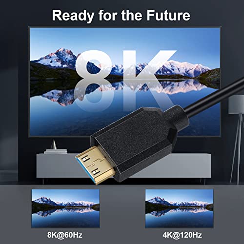 Qaoquda 8k mini hdmi para o cabo enrolado HDMI, ângulo de 90 graus mini hdmi masculino para HDMI Spring Cord 2,1V 8k@60Hz 4K@120Hz