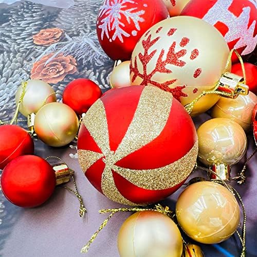 Pingentes de bola de árvore de Natal de ouro vermelho de 44ct, pingentes de bola de bola, 2,4 de Natal Decoração de bola de brilho para