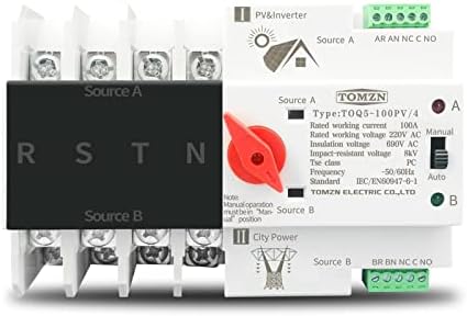 1pcs 2p 3p 4p DIN ATS para PV e interruptores de seletor de transferência automática de energia dupla e inversor 63A 100A