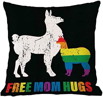 Mãe livre abraça Alpaca Gay Baby Throw Pillow Capa de travesseiro romântico Candidato pansexual transgênero lgbtq gay arco -íris capa