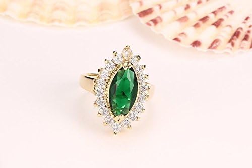 T-Jewelry Angel Eyes Green Emerald Fashion Tamanho 6-8 Tinge de noivado de noivado de ouro