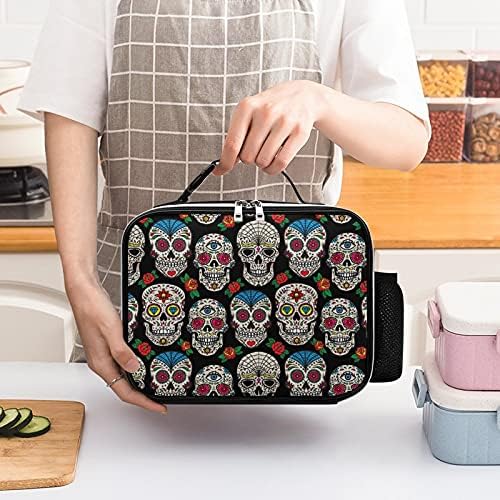 Caveiras de açúcar mexicano Almoço reutilizável Bolsa de lancheira Isolada Lunch Boites Recipiente para Trabalho de