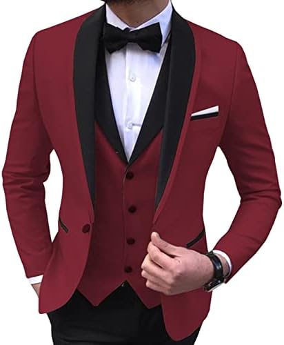 Maiyifu-gj Men 3 peças elegantes maiôs slim shawl lapela um botão de blazer de festas casuais