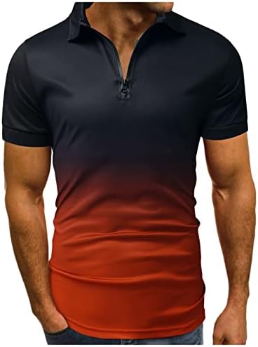 FVOWOH Polo T camisetas para homens camisas brancas gradiente imprimir camisa superior blusa casual lapela zip camisetas homens