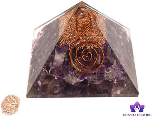 Blessfull cura reiki ametista cristal orgona pirâmide pontos de energia EMF Protection meditação yoga gerador de energia equilibrando decoração de casa espiritual com selenito de rosa deserto
