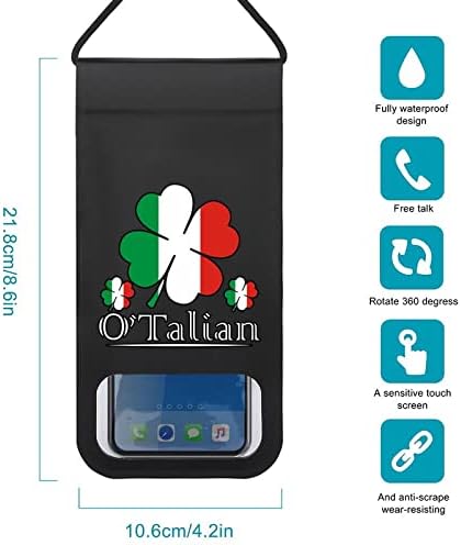 Funnystar O'Talian irlandês 4 folhas de trevo italiano bandeira de telefone à prova d'água Protetor de bolsa protetor de