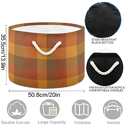 VISESUNNY Tartan Fall Fall sem costura Cestas de lavanderia de lavanderia de tecidos Caixa de armazenamento de armazenamento de