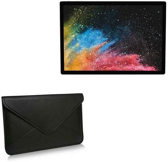 Caixa de ondas de caixa para o laptop da superfície da Microsoft 2 - Bolsa de mensageiro de couro de elite, design de envelope de capa de couro sintético para o Microsoft Surface Laptop 2 - Jet Black