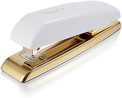 Grampeador da linha de balanço, grampeador de desktop, capacidade de 20 folhas, branco/ouro