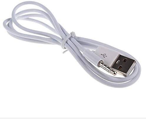 Jack de 3,5 mm de macaco masculino para USB Cabo de dados compatível com Syryn MP3 player à prova d'água, fones de ouvido, branco