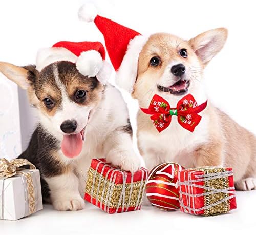 2 Defina fantasias de gato de natal cachorro Papai Noel Chapéus e cachecol de roupa de natal ajustável Roupas com gravata borbole
