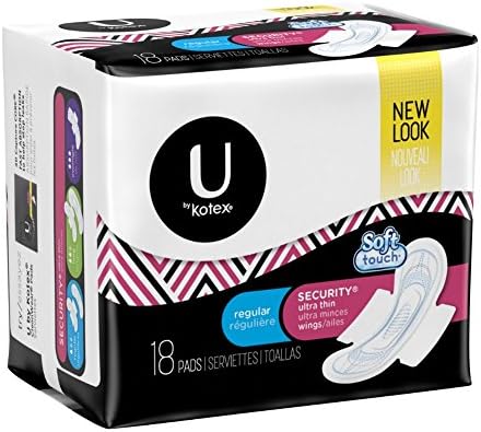 Kotex Ultra Fin Pads com asas regulares, sem perfume, 18 contagem