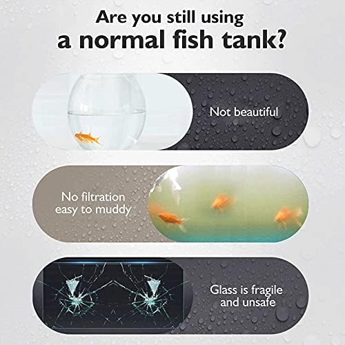 N/A Aquarium Fish Tank 5.5L com filtro de energia iluminação led colorida transparente para decoração de desk de escritório em casa acessórios de aquário