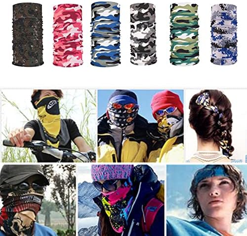 Jilukibo Outdoor Camo Magic Bandada da cabeça Máscara Facial Cabeça para homens Mulheres, elástica lenço esportivo