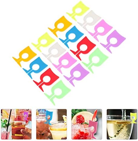Etiquetas decorativas de cabilock 16pcs vidro encanta de vidro de vidro Silicone xícara de xícara de xícara marcadores de xícara