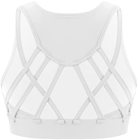 Jowowha Kids Girls Solid Solid Mleesess Cross Back Top Top Top Gymnastic Training Treining Athletic Crop Tops