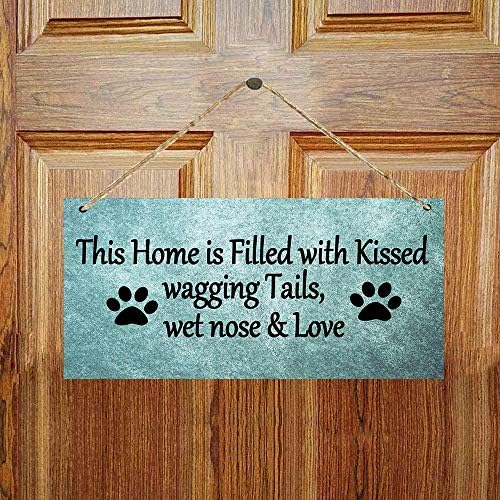 Domaskdk Farmhouse Wall Art Room Decor - sinal decorativo rústico Esta casa está cheia de caudas beijadas para animais