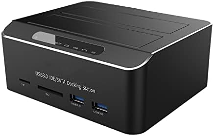 N/A Dual Bay USB 3.0 para SATA IDE Externo Docking Docking Station com leitor de cartões de hub de 2 portas 2.5/3,5 polegadas