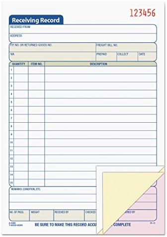 Tops 46260 Record Record Book, 5 1/2 x 7 7/8, três partes sem carbono, 50 conjuntos/livro