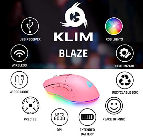 Klim Blaze recarregável o mouse de jogos sem fio rgb e bungee titular para mouse de jogos - 3 x pacote de hub 2.0 usb 2.0