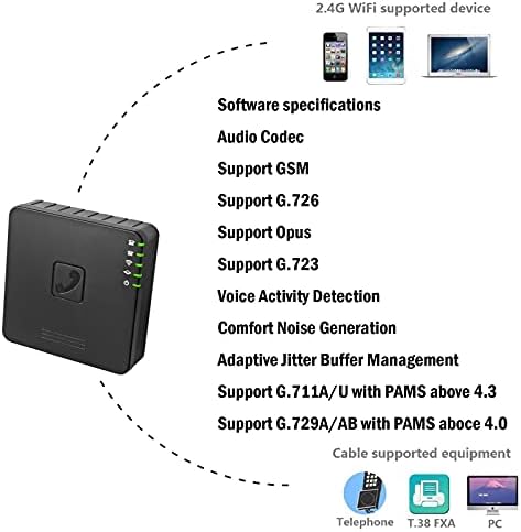 Adaptador de telefone VoIP SIP de 2 portas - GT202 Router sem fio, suporta WiFi Asterisk ATA VOS FXS Fax. Adequado para casa ou negócio